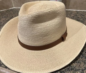 SUNBODY OAK GUATEMALAN PALM FEDORA HAT Sz 7 1/4 - Picture 1 of 5
