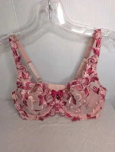Soma Sensuous Lace Unlined Bra 34C Embroidered Pink Sheer Underwire FullCoverage - Picture 1 of 7