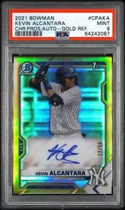 2021 Bowman Chrome 1st Kevin Alcantara Auto /50 Gold Refractor Graded PSA 9 Mint - Picture 1 of 3