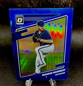 Rare Numbered Only 43/75 2021 Donruss Optic Brandon Woodruff #187 Holograph Blue - Picture 1 of 7
