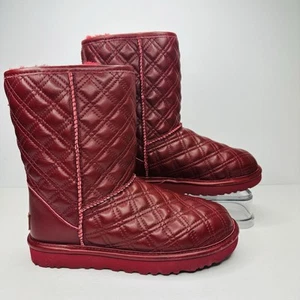 UGG Classic Short II Steppstiefel Damen Größe 7 Rot Leder Lammfell Stiefel - Bild 1 von 8