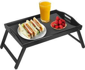 Folding Tv Tray Desk Multi-purpose Bamboo Wood Lap Legs Breakfast Food Serving - Picture 1 of 8