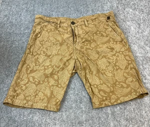 Grazioso pantaloncino chino verde uomo paisley marrone W34 - Foto 1 di 9