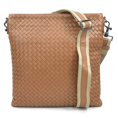 正品 BOTTEGAVENETA Intrecciato 斜挎包单肩包棕色皮革 - e61092k — 第 1/4 张图片