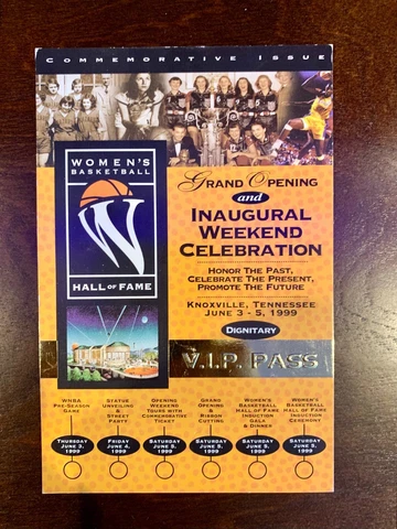 1999 Inaugural Women's Basketball Hall Of Fame Class  VIP Ticket Cover