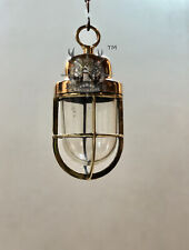 Authentic Original Reclaimed Nautical WISKA, Solid Brass Hanging Retro Light