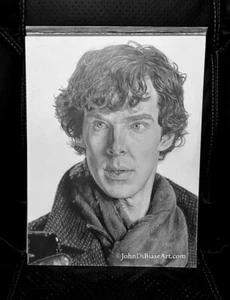 Benedict Cumberbatch Sherlock Holmes Pencil Drawing 9” x 12” Art Doctor Strange - Picture 1 of 2