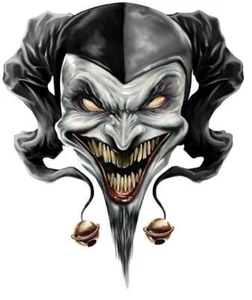 LETHAL THREAT "AIRBRUSH STYLE BLACK N WHITE JESTER" MINI STICKER - DECAL - Picture 1 of 2
