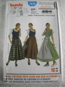 Dirndl Skirt Blouse Vest Apron German Costume Sz 12-30 Burda 7870 SewingPattern* - Picture 1 of 2