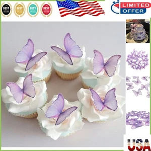 Beautiful Purple Edible Wafer Butterflies - 48 Count for Special Occasions - Picture 1 of 7