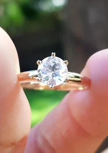 0.8ct VS Natural Danburite Solid 14K Yellow Gold Ring Engagement Healing Sparkle - Picture 1 of 13