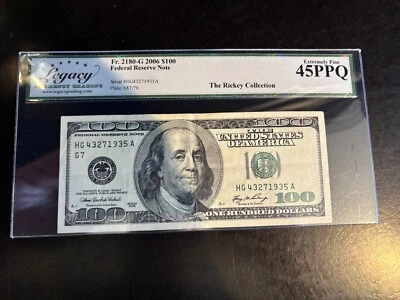 DBR 2006 $100 FRN Chicago Fr. 2180-G Legacy 45 PPQ Serial HG43271935A - Image 1 of 2