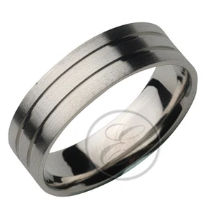 Anillo de bodas de corte plana diseñado de paladio de 6 mm K-Z - Imagen 1 de 2