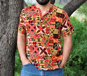 Vintage Adini 70er Unisex Shirt Bohemian Tiki Top M Damen Boho Herren Shirt S Männer - Bild 1 von 12