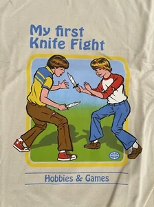 My First Knife Fight T-Shirt Men's Size Medium Beige Short Sleeve - Picture 1 of 8