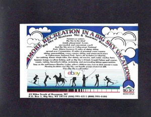 Big Sky Ski & Sommerresort 43 Meilen von Bozeman, Montana Freizeit 1986 Anzeige - Bild 1 von 1