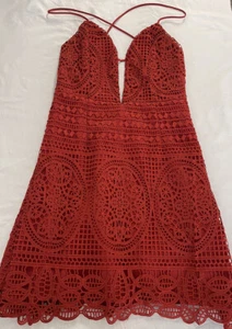 Lovers + Friends Womens Spaghetti Strap Lace Dress Red Size Small - Picture 1 of 6