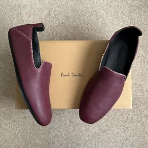 PAUL SMITH Signature Stripe Burgundy Leather Slippers VERNE Lounge Shoes UK 8 - Bild 1 von 17
