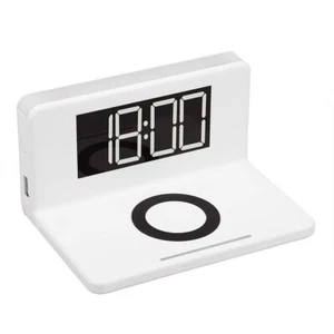 Rewyre Phone Charger Dock For Apple/Samsung Digital Alarm Clock QI Wireless WHT - Picture 1 of 9