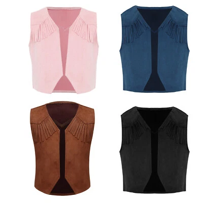 Kids Cowboy Waistcoat Vest Children Western Fancy Dress Up for Halloween Party - Image 1 of 2