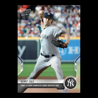 2021 TOPPS NOW® # 487 GERRIT COLE Fans 12 Shutout Win New York Yankees - Image 1 of 2