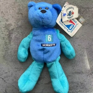NWT Charlotte Hornets #6 Eddie Jones Limited Treasure Bear 9" NBA Vintage 1999 - Picture 1 of 6
