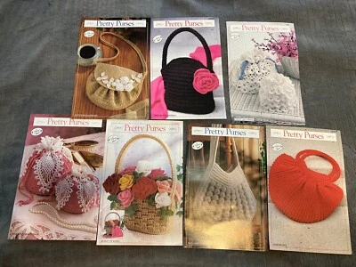 7 Pretty Purses Annie original crochet Patterns Pamphlets DIY Purse - Image 1 of 4