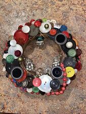 Vintage Costume Button Collage Handmade Wreath Made With Buttons 7”