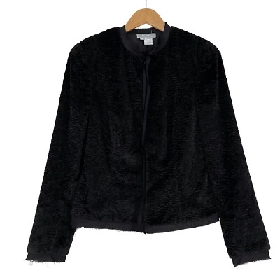 Chaqueta Blazer Eccoci Para Mujer Talla 6 Pequeña Negra Imitación Piel Seda Borde Botón Delantero Foto 1 de 4