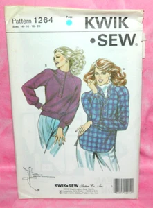 Uncut Kwik Sew Misses Sz 14-20 Front Button Raglan Sleeve Jacket Pattern 1264 - Picture 1 of 2