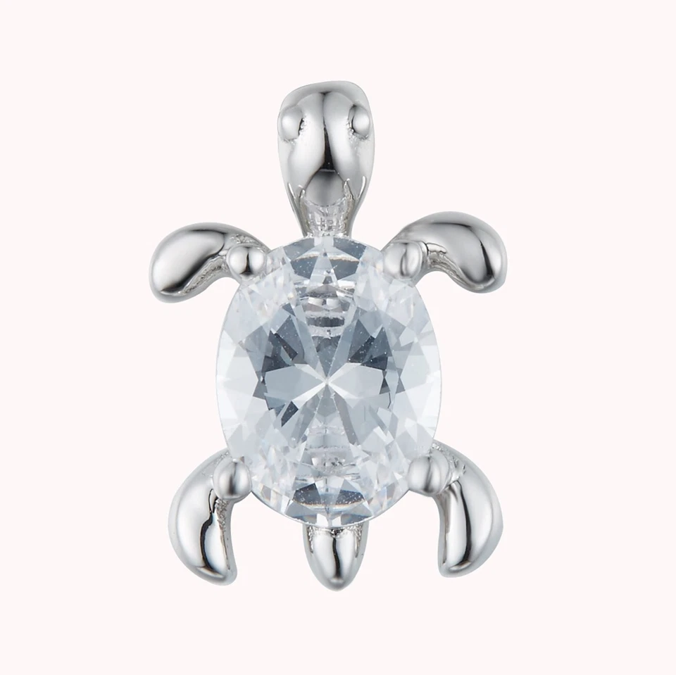 Colar de tartaruga de diamante banhado a ródio 0,925 esterlina criado em laboratório - Imagem 1 de 1