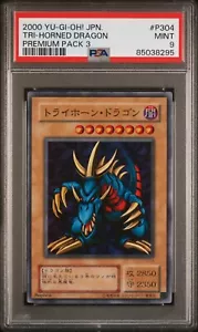 PSA 9 Yugioh Tri-Horned Dragon P3-04 Japanese Premium Pack 3 Super Rare 2000 OCG - Picture 1 of 2