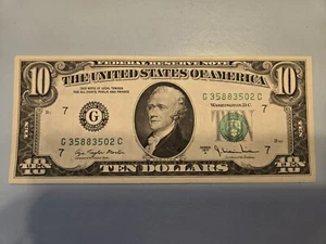 Series 1977 A $10 Ten Dollar Bill FRN Federal Reserve Bank of Chicago, Illinois - Picture 1 of 24