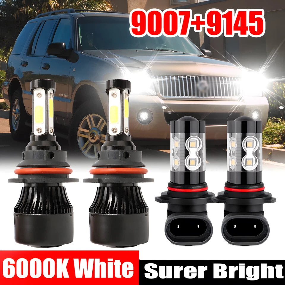 For Mercury Mountaineer 2002 2003 2004 2005 2006 LED Headlight + Fog Light Bulbs - Image 1 of 4