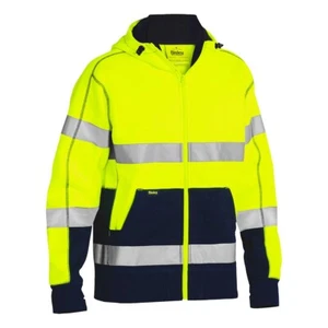 HIGH VISIBILITY ANSI Class 3 Full Zip Hooded Sweatshirt with Sherpa Lining - Picture 1 of 2