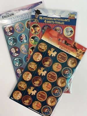 288 Pegatinas DISNEY CONGELADAS, REY LEÓN, TOY STORY 12 Hojas en Total. PAQUETE NUEVO Foto 1 de 4