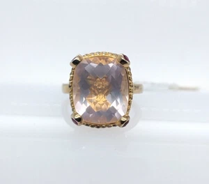 Anillo de cuarzo rosa/rubí/topacio blanco - Imagen 1 de 4