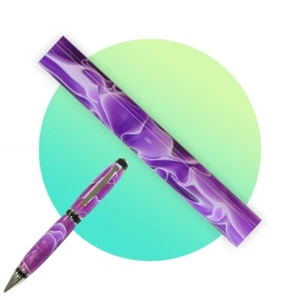 CHARNWOOD Woodturning AR03 Acrylic Pen Blank Dark Orchid with White Swirl - Picture 1 of 3