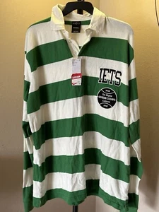 Polo Shirt Urban Outfitters uomo verde a righe bianche IETS frans manica lunga S nuova - Foto 1 di 8