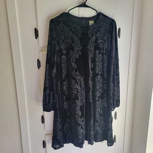 Vestido Taylor Terciopelo Whymsical Gótico Romántico Manga Larga Negro Burnout Whitchy - Imagen 1 de 6