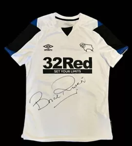 BRUCE RIOCH GENUINE SIGNED DERBY COUNTY HOME SHIRT - Picture 1 of 2
