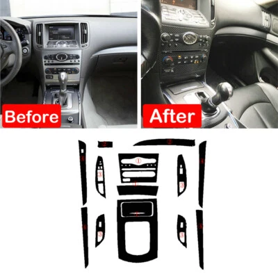 For Infiniti G37 G25 Carbon Fiber Interior Center Console Molding Sticker Decals - Image 1 of 4