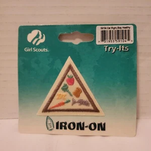 Girl Scout Try-Its Insignia Comer Rictamente Mantenerse Saludable Planchar-en GSA Nuevo Sellado - Imagen 1 de 2