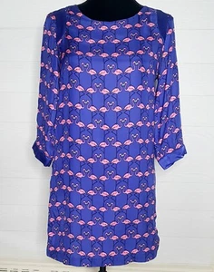 Harlyn Womens Small Shift Dress 100% Silk Flamingo Print Cruise Anthropologie - Picture 1 of 9