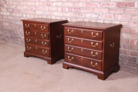 Henkel Harris Georgian Solid Mahogany Bedside Chests, Newly Refinished Cover