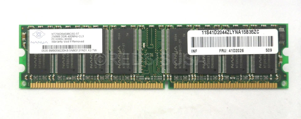 256MB PC3200 DDR-400MHz non-ECC FRU 41D2026 NT256D64S88C0G-5T - Image 1 of 4