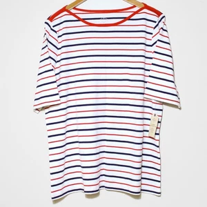 St. John's Bay Classic Boatneck CottonTop Stripe Nautical Coastal Size XXL - Picture 1 of 6