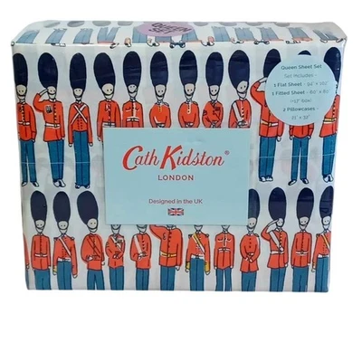Cath Kidston London Guards Soldiers Christmas Nutcracker QUEEN Sheet Set 4 pc  - Image 1 of 4