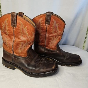 Ariat Jugend Größe 5,5 WorkHog breite eckige Zehenpartie Leder Cowboystiefel 10007837 - Bild 1 von 9