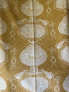 Tela vintage francesa neoclásica imperio león cisne toile ~ oro ~ boussac - Imagen 1 de 8